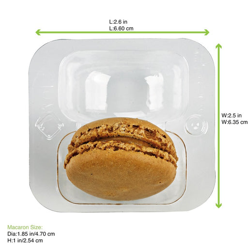 Insert plastique PET transparent 2 macarons avec fermeture clipsable 69x64mm H23mm