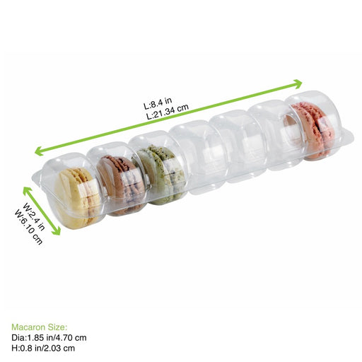 Insert plastique PET transparent 7 macarons avec fermeture clipsable 213x62mm H23mm