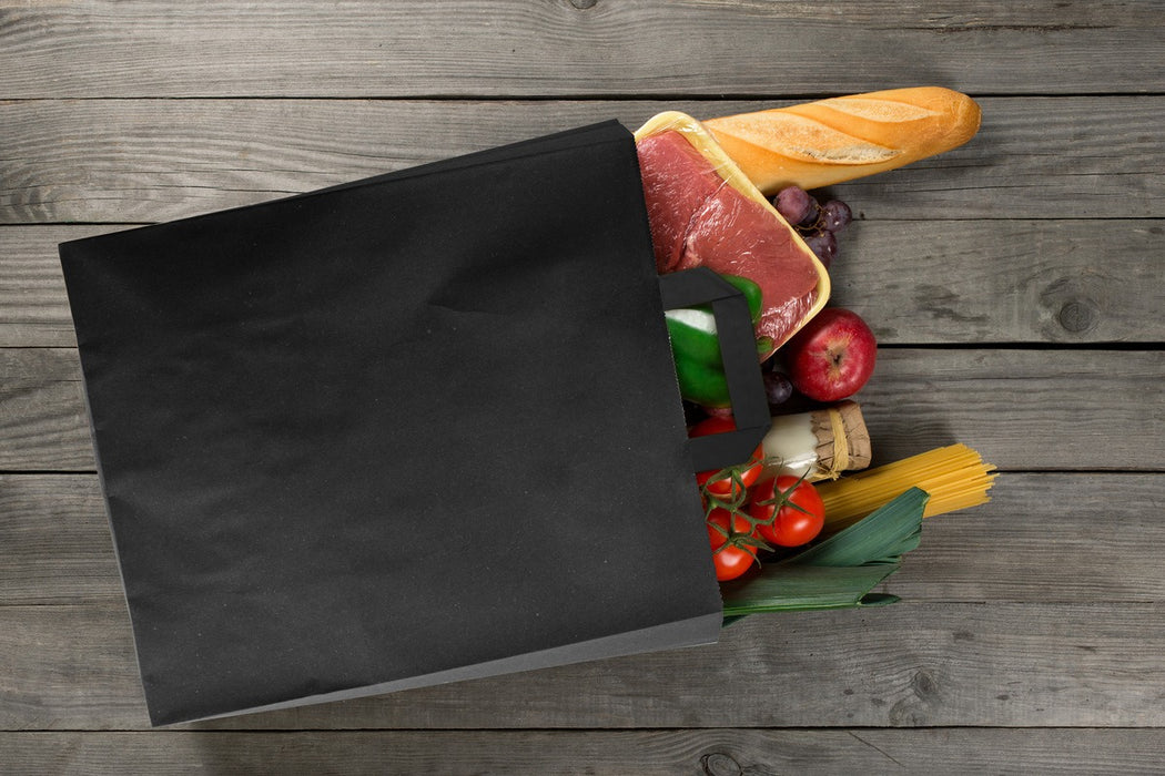 Sac cabas papier recyclé kraft brun imprimé noir 200x100mm H280mm