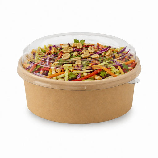 Saladier rond kraft "Buckaty" et couvercle PET H50mm 550ml