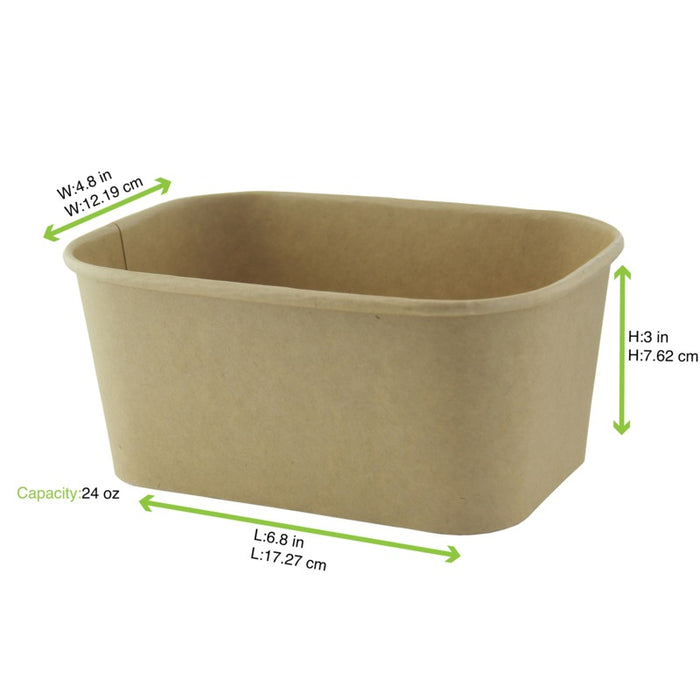 Saladier rectangulaire en kraft lamine pp 170x120mm H75mm 1000ml