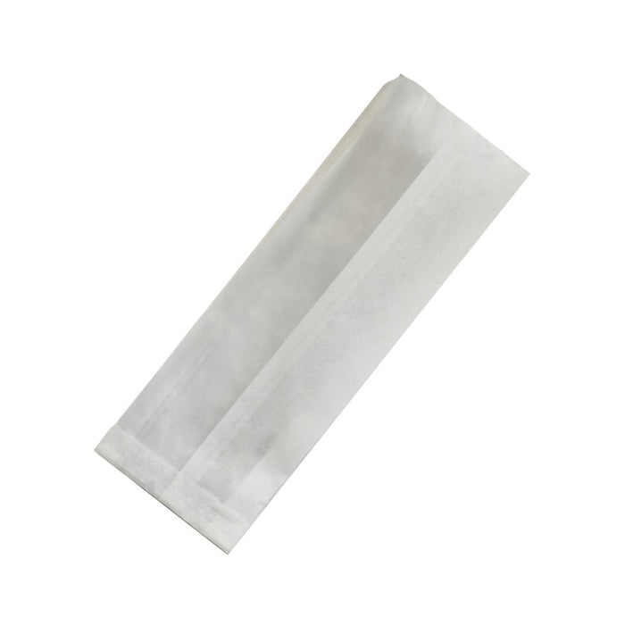 Sac sandwich blanc ingraissable en papier kraft à fenêtre cristal et 6 cm de soufflet 110x40mm H310mm