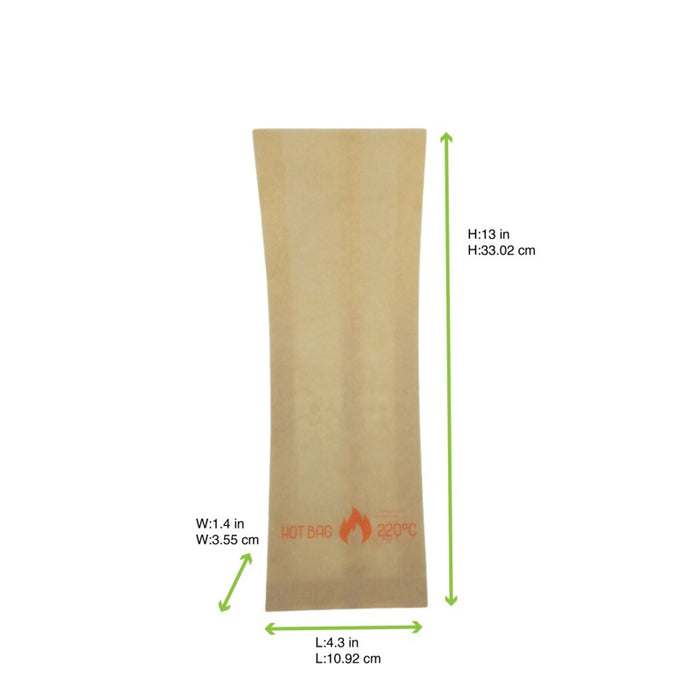Sac papier kraft brun spécial four 110x35mm H330mm