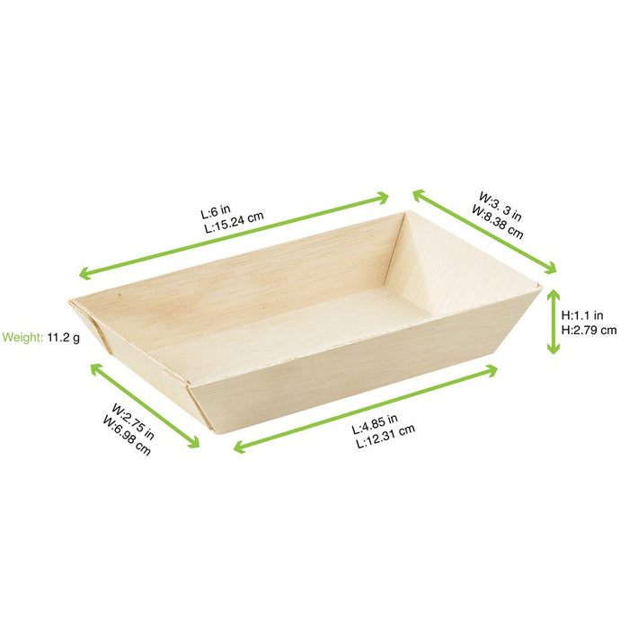 Barquette rectangulaire en bois "Samouraï" 155x85mm H28mm