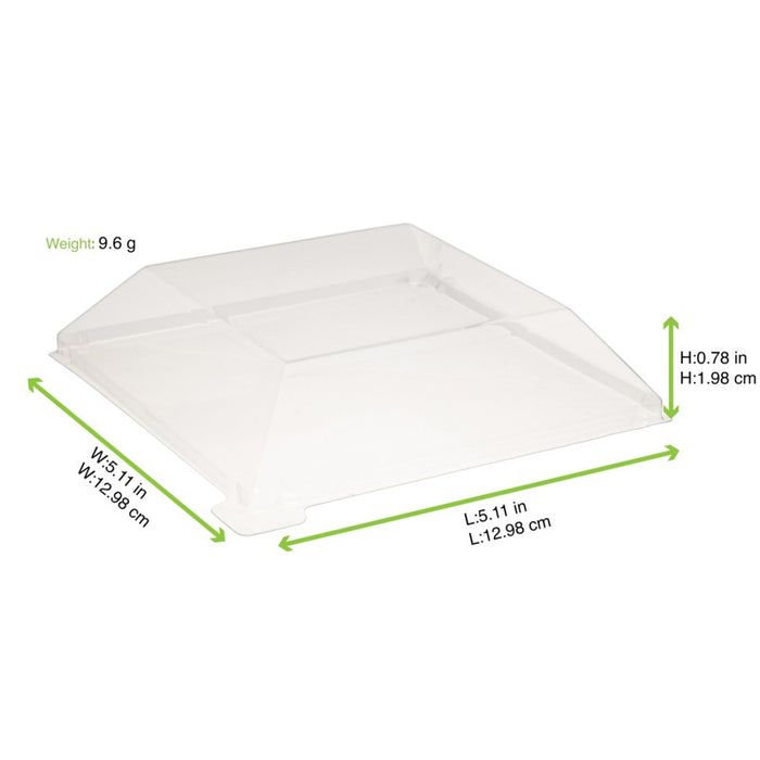 Couvercle Samourai dôme transparent en plastique PET transparent pour assiette 130x130mm H20mm