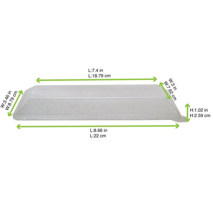 Couvercle Samourai dôme transparent en plastique PET transparent pour barquette 224x93mm H25mm
