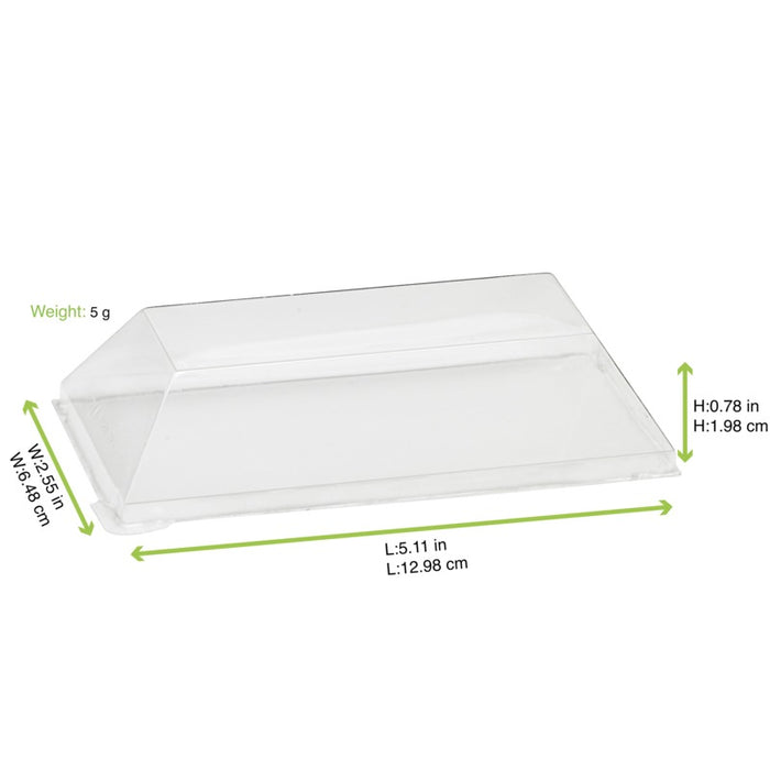 Couvercle Samourai dôme transparent en plastique PET transparent pour barquette 135x70mm H32mm