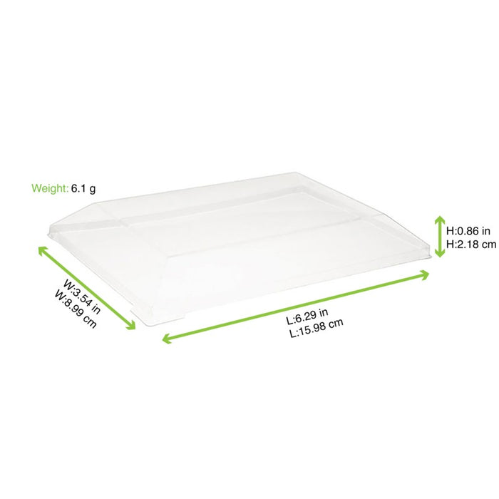 Couvercle Samourai dôme transparent en plastique PET transparent pour barquette 162x90mm H23mm
