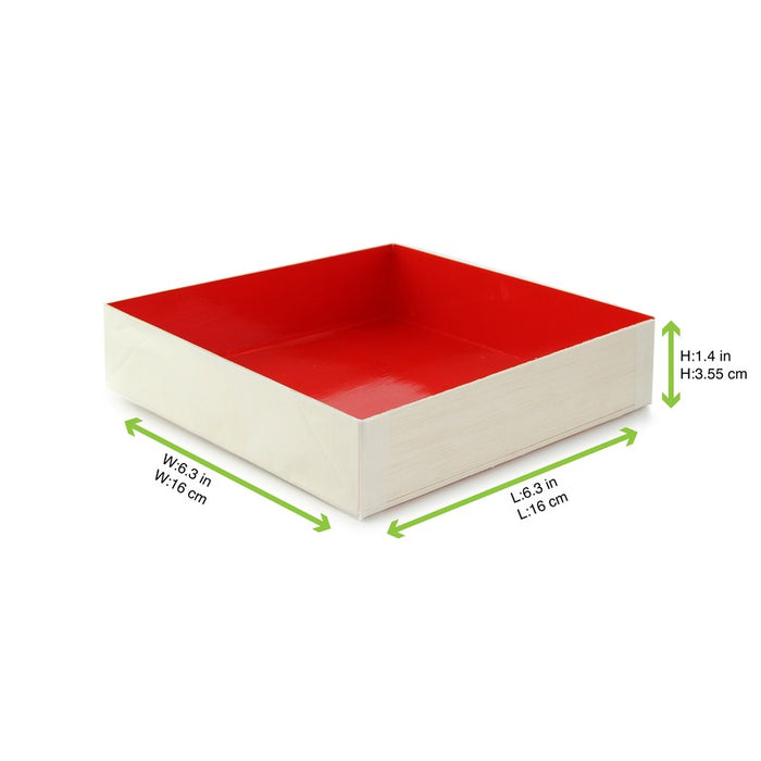 Boite bois intérieur rouge "Samouraï" 160x160mm H36mm
