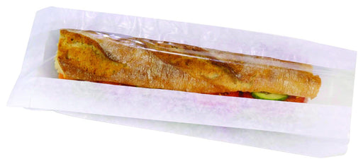 Sac sandwich papier blanc à fenêtre 120x40mm H340mm