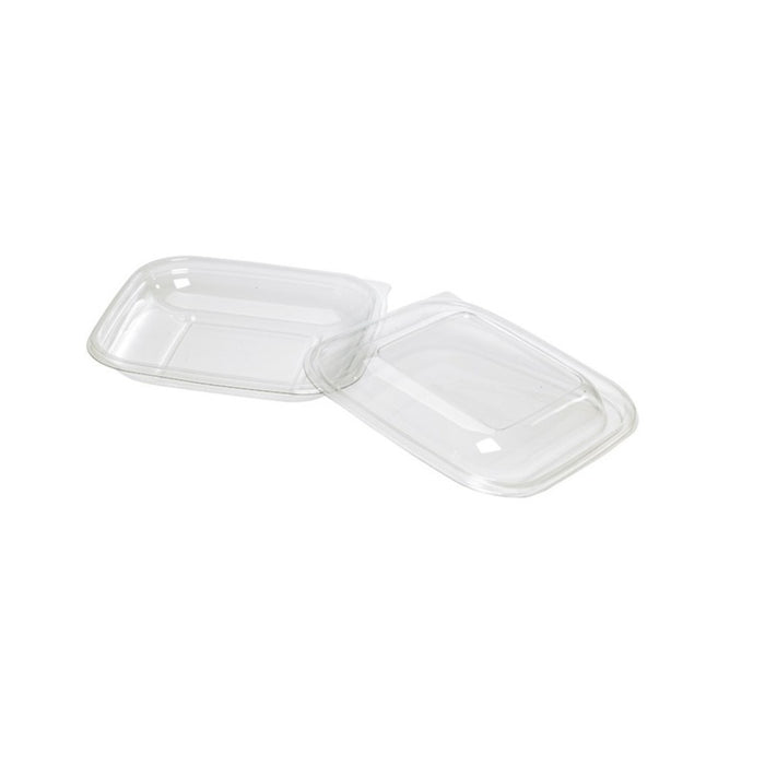 Saladier plastique PET carré transparent avec couvercle 195x195mm H30mm 500ml