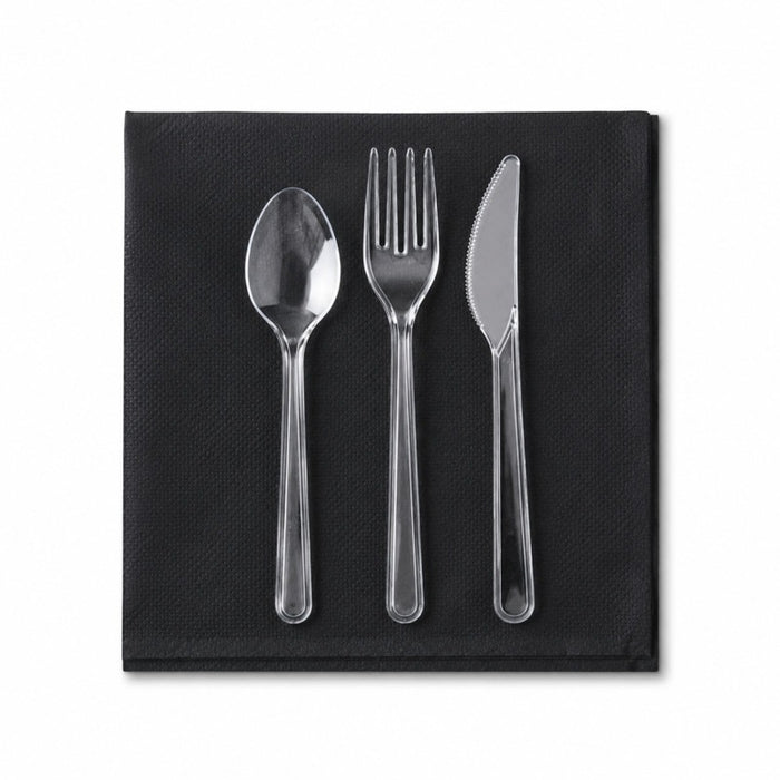 Serviette micropoint noire 2 plis 200x200mm