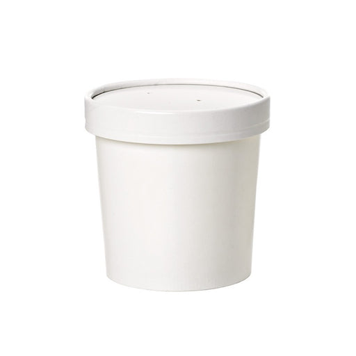 Pot carton blanc chaud et froid avec couvercle carton H85mm 350ml
