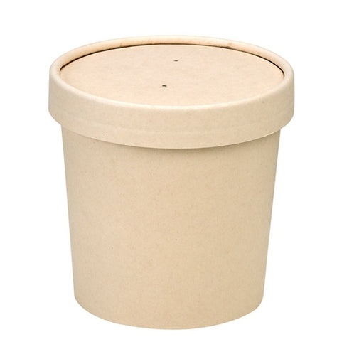 Pot carton fibre de bambou chaud et froid avec couvercle H86mm 350ml