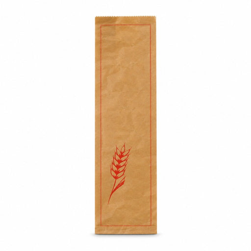 Sac à pain papier kraft brun décor rouge 190x70mm H590mm