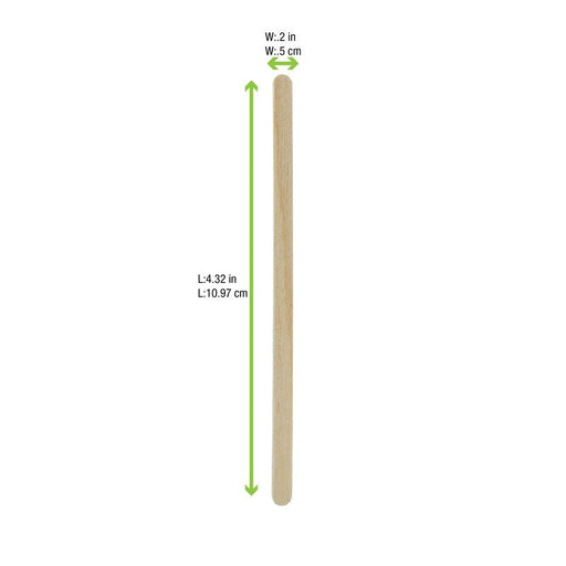 Spatule à café en bois à bouts arrondis 5 H110mm