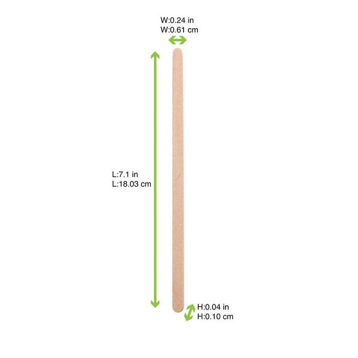 Spatule à café bois à bouts arrondis en boite distributrice 6 H176mm