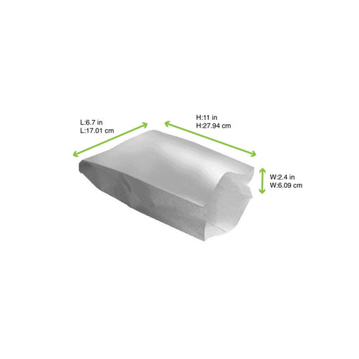 Sac papier laminé blanc pour part de pizza 170x60mm H280mm