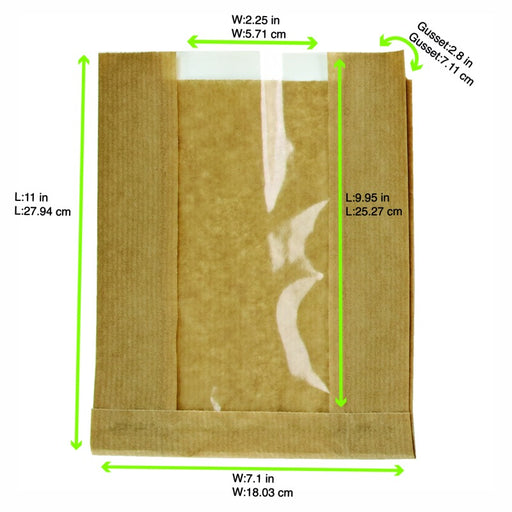 Sac papier kraft brun à fenêtre 180x70mm H280mm