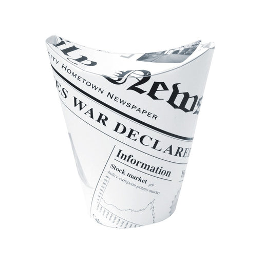 Gobelet snack refermable perforé carton blanc décor journal H118mm 270ml