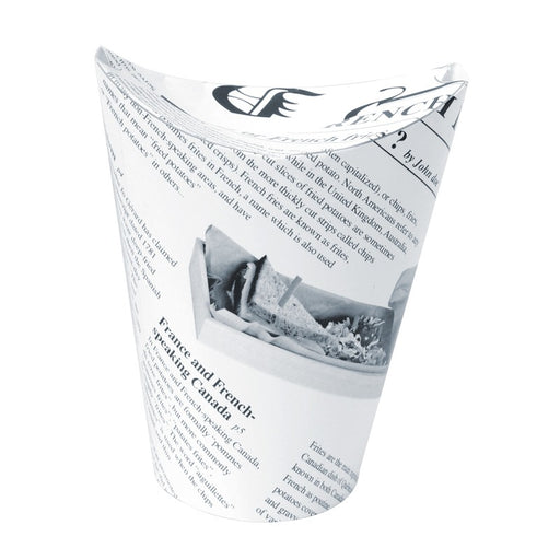 Gobelet snack refermable perforé carton blanc décor journal H135mm 350ml