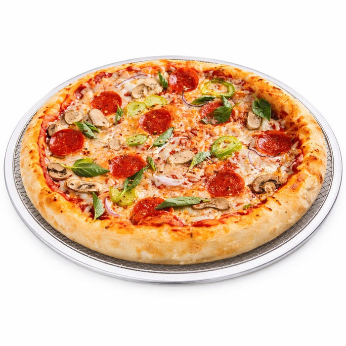 Grille à pizza ronde aluminium à fond ajouré H4mm