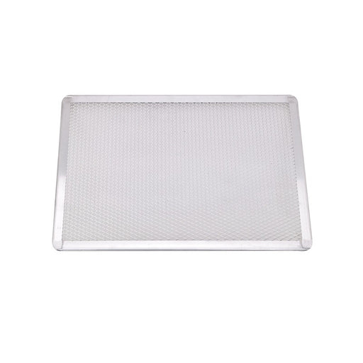 Grille à pizza rectangulaire aluminium à fond ajouré 400x280mm H34mm