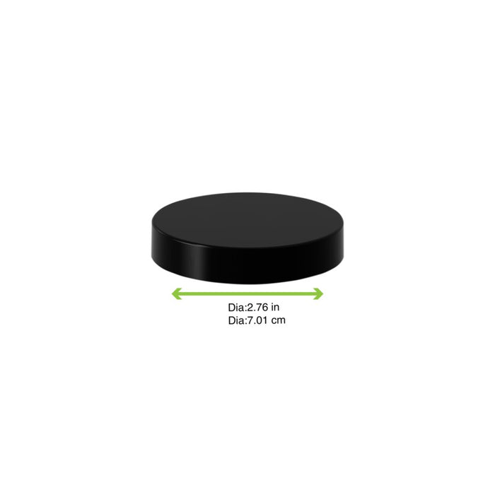 Couvercle plat noir en plastique PP, à visser H14mm