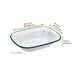 Barquette ou saladier blanc en acier émaillé à bord vert 264x197mm H59mm 1100ml