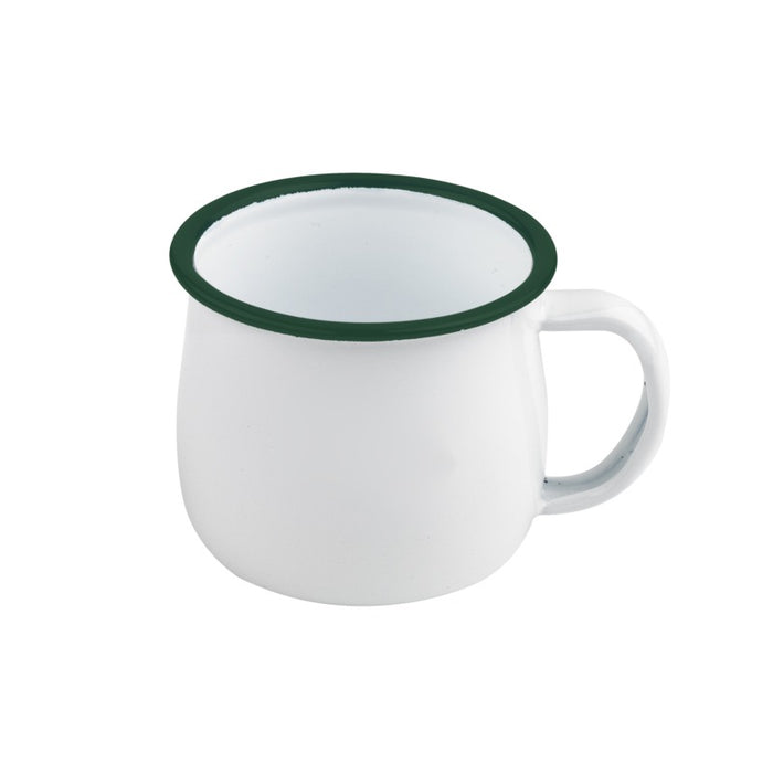 Mug Enamel blanc en acier émaillé à bord vert H55mm 150ml