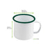 Mug Enamel blanc en acier émaillé à bord vert H70mm 250ml