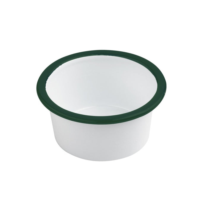 Pot enamel blanc en acier émaillé à bord droit et vert H45mm 160ml