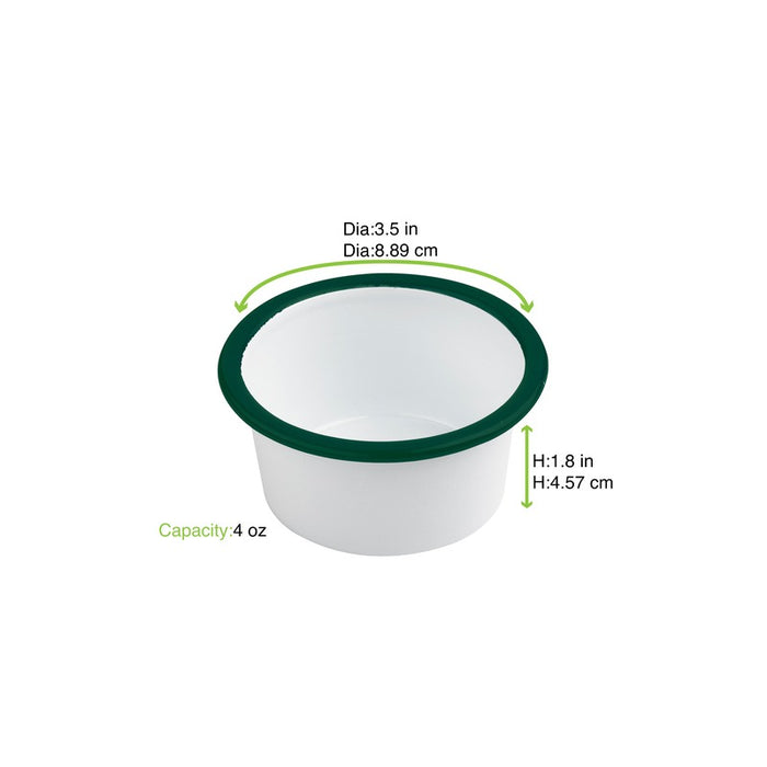 Pot enamel blanc en acier émaillé à bord droit et vert H45mm 160ml