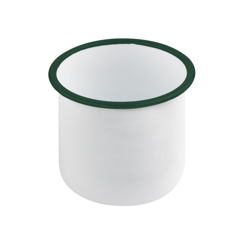 Pot enamel blanc en acier émaillé à bord droit et vert H120mm 1200ml