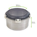 Boite ronde NoxBox en inox avec couvercle en plastique PP noir et fermeture hermétique H80mm 900ml