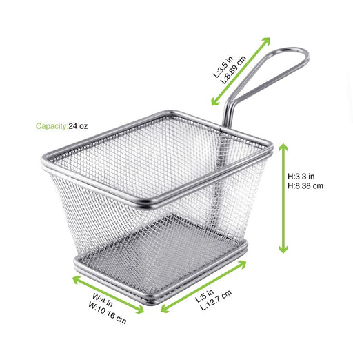 Mini panier friteuse métal rectangulaire 125x100mm H85mm