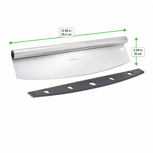 Couteau pizza Rocker en inox avec étui protecteur 355x100mm H25mm