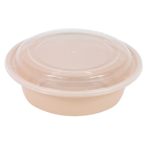 Bol Reemp beige en plastique PP avec couvercle transparent H67mm 980ml