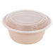 Bol Reemp beige en plastique PP avec couvercle transparent H82mm 1200ml