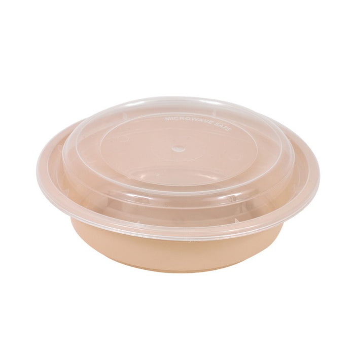 Bol Reemp beige en plastique PP avec couvercle transparent H66mm 470ml