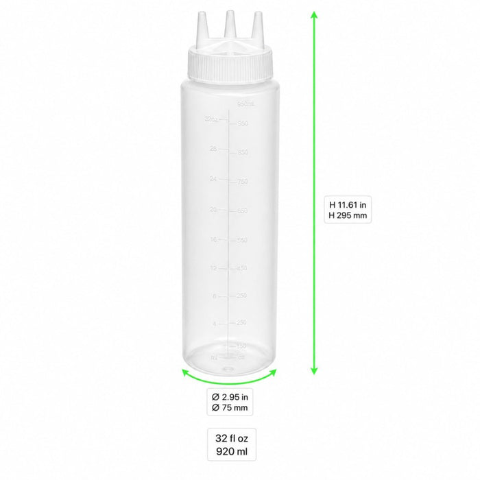 Squeezer souple transparent 3 embouts, plastique BPA free H295mm 920ml