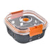 Bol carre borosilicate compartimentée+couv acrylique transp+protection silicone 152x152mm H60mm 770ml