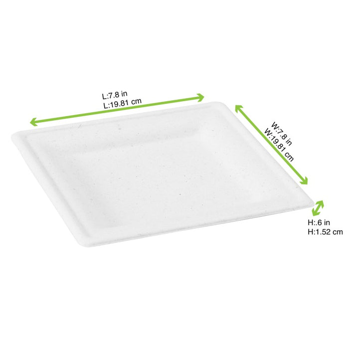 Assiette pulpe carrée blanche 200x200mm H12mm