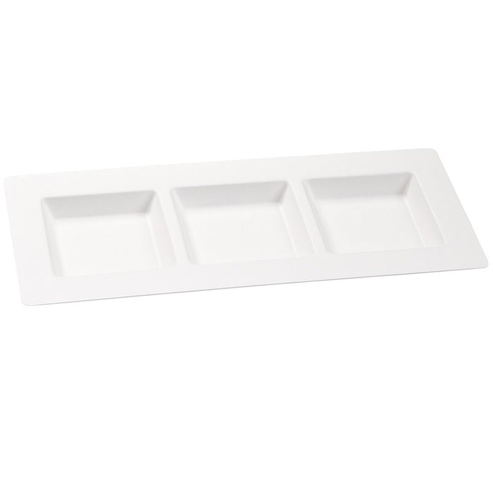 Assiette pulpe rectangulaire 3 compartiments 260x110mm