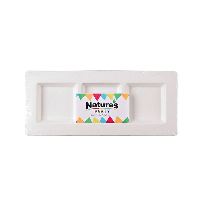 Assiette pulpe rectangulaire 3 compartiments 260x110mm