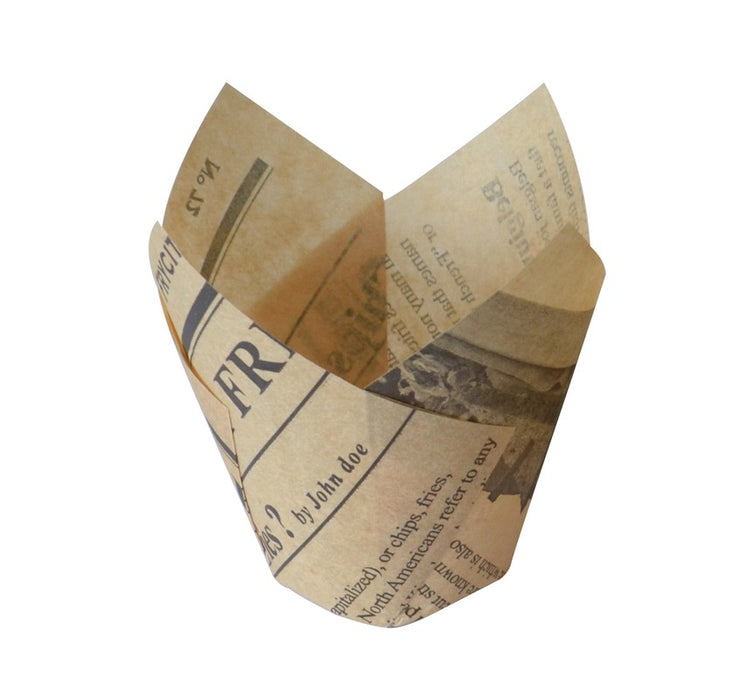 Caissette de cuisson papier tulipe brun imprimé journal "Newsie" Diam: 6 cm 6 x 6 x 10 cm