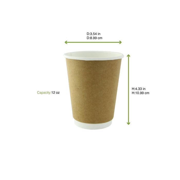 Gobelet carton laminé PLA double paroi H110mm 340ml