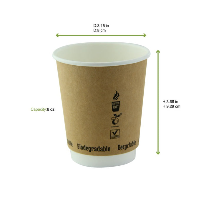 Gobelet carton laminé PLA double paroi H93mm 230ml