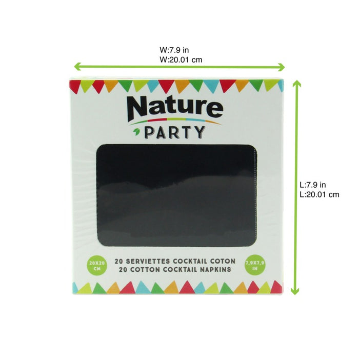 Serviette coton noir pour cocktail 200x195mm