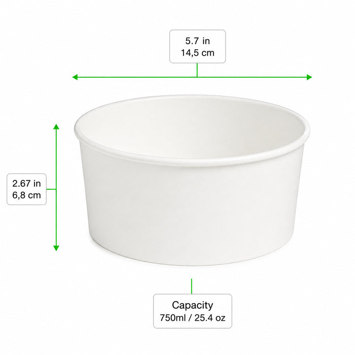 Saladier rond en carton blanc "Buckaty" H68mm 750ml